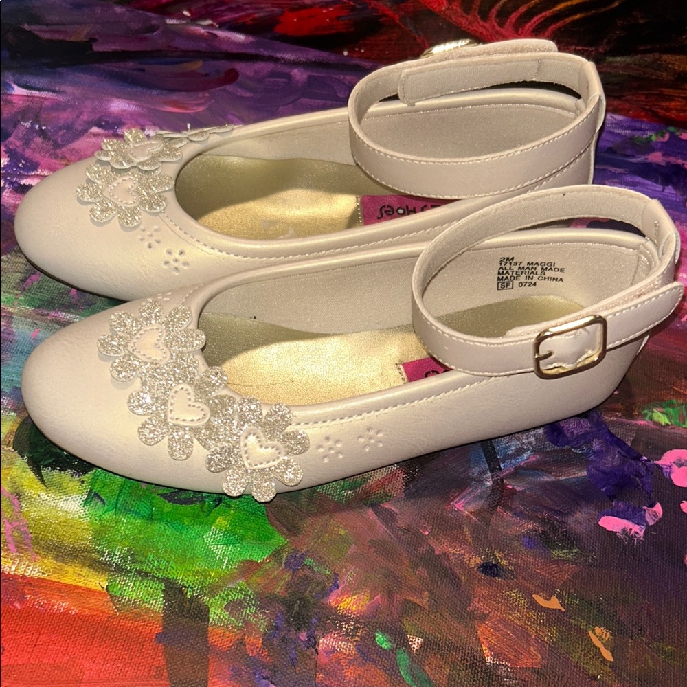 Rachel Shoes Ivory Floral Mary Janes